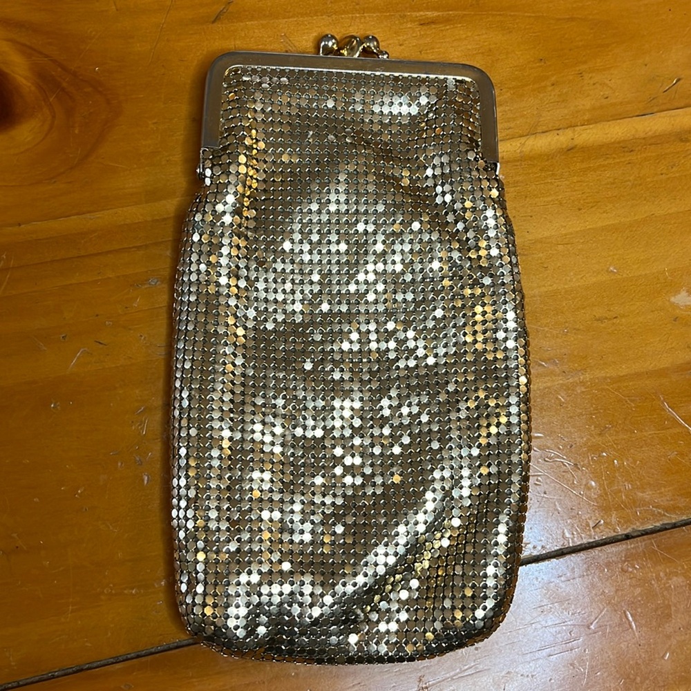 Whiting and Davis gold lame’ phone/eyeglass case